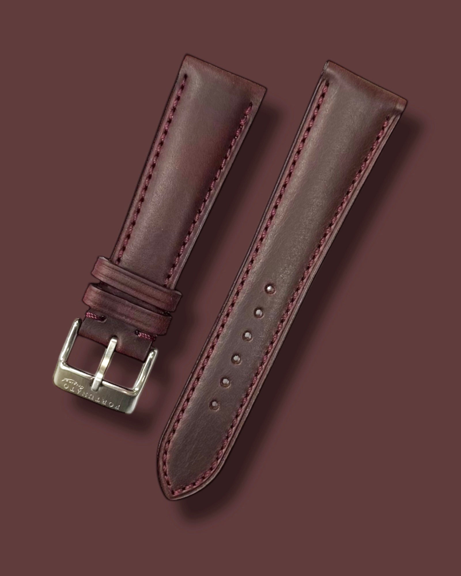 HORWEEN CHROMEXCEL COWHIDE LEATHER BURGUNDY STRAP