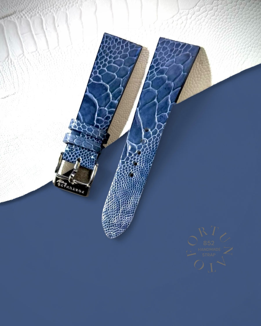 Light Blue Genuine Ostrich Leg Leather Strap