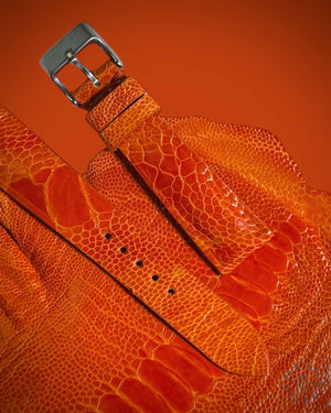 orange  Genuine Ostrich Leg Leather Strap