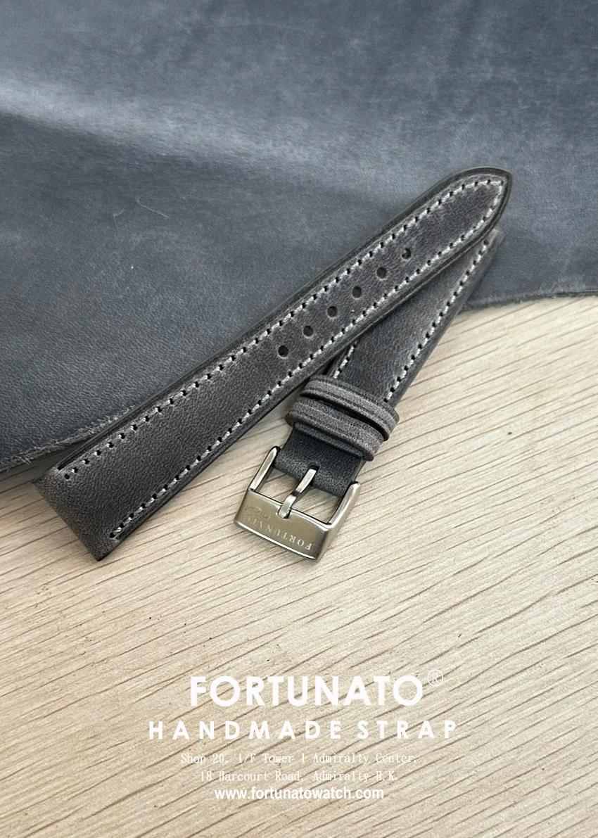 Grey Italian cowhide Crazy horse finishing leather strap