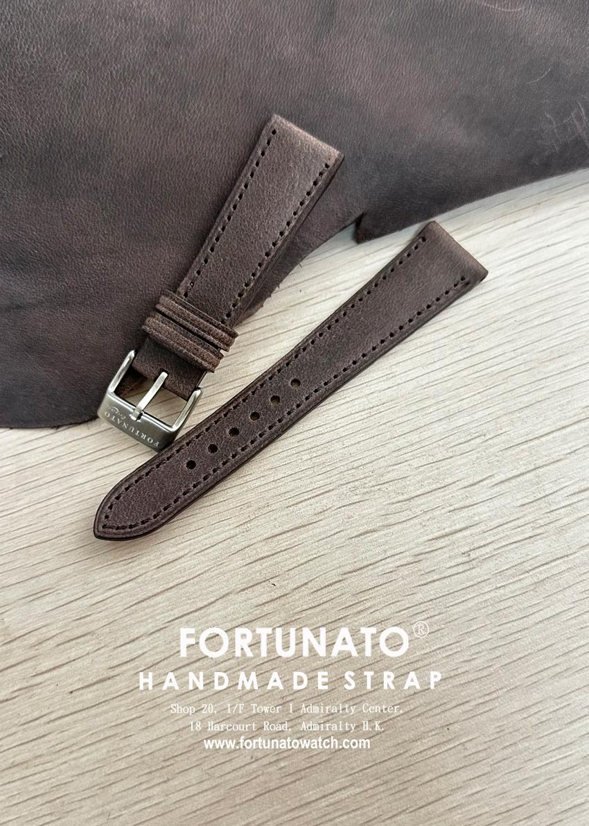 Dark Brown Italian cowhide crazy horse finishing leather strap