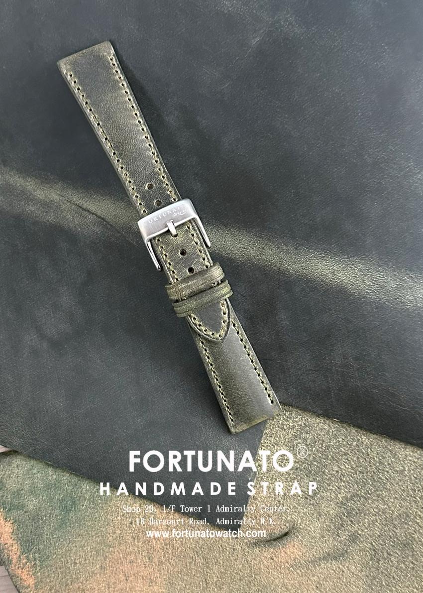 Dark Olive Italian cowhide crazy horse Leather Strap