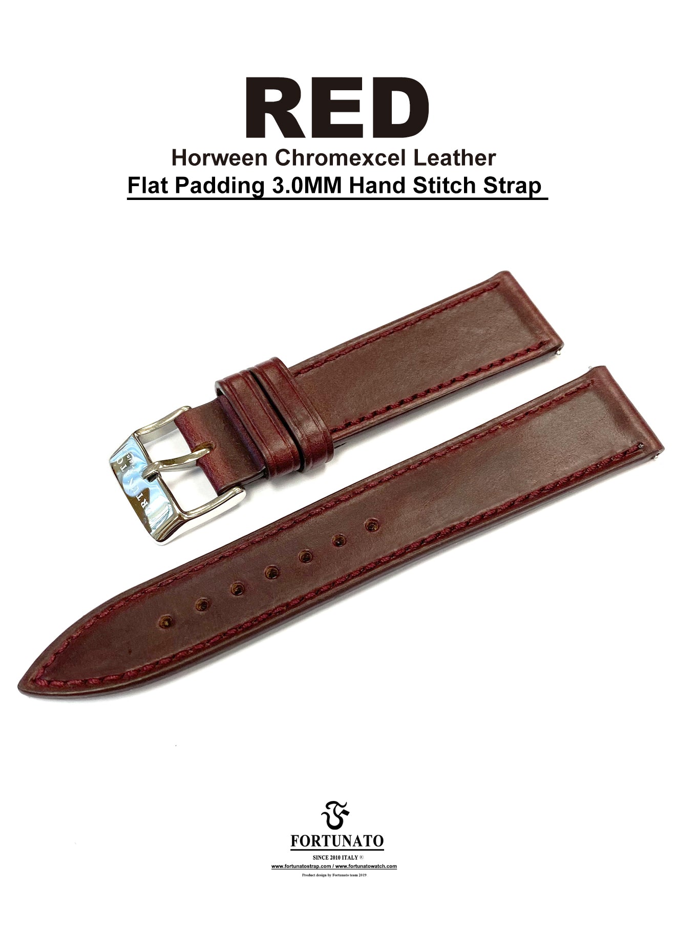 Horween Calf Chromexcel leather strap flat padding 3.0mm