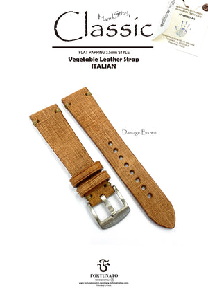 Italy vegetable leather strap "Hand Stitch Flat Padding 3.5mm style"Classic collection"