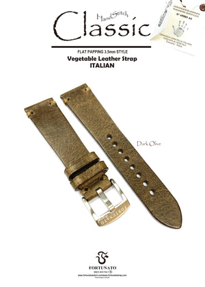 Italy vegetable leather strap "Hand Stitch Flat Padding 3.5mm style"