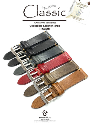 Italy vegetable leather strap "Hand Stitch Flat Padding 3.5mm style"