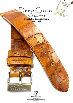 Italy vegetable emboss croco leather strap "Hand Stitch Flat Padding 2.8-3.0mm style"
