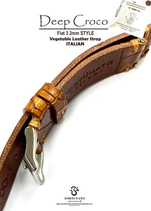 Italy vegetable emboss croco leather strap "Hand Stitch Flat Padding 2.8-3.0mm style"