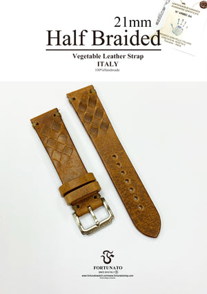 Vintage Half Braided Strap" Italy Vegetable Leather"
