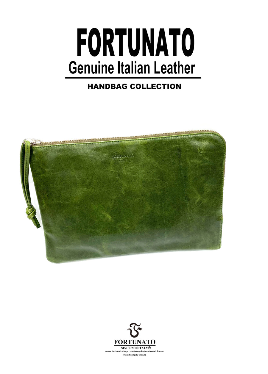 Hand bag" Shiny Green Genuine Italian leather "