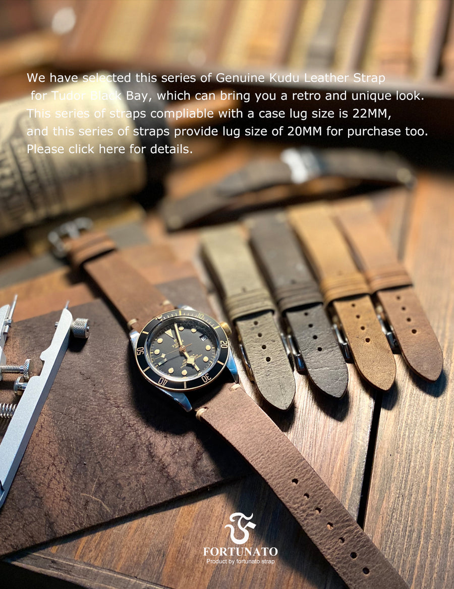 Tudor Black Bay Replacement Vintage Strap" Kudu Leather Collection"