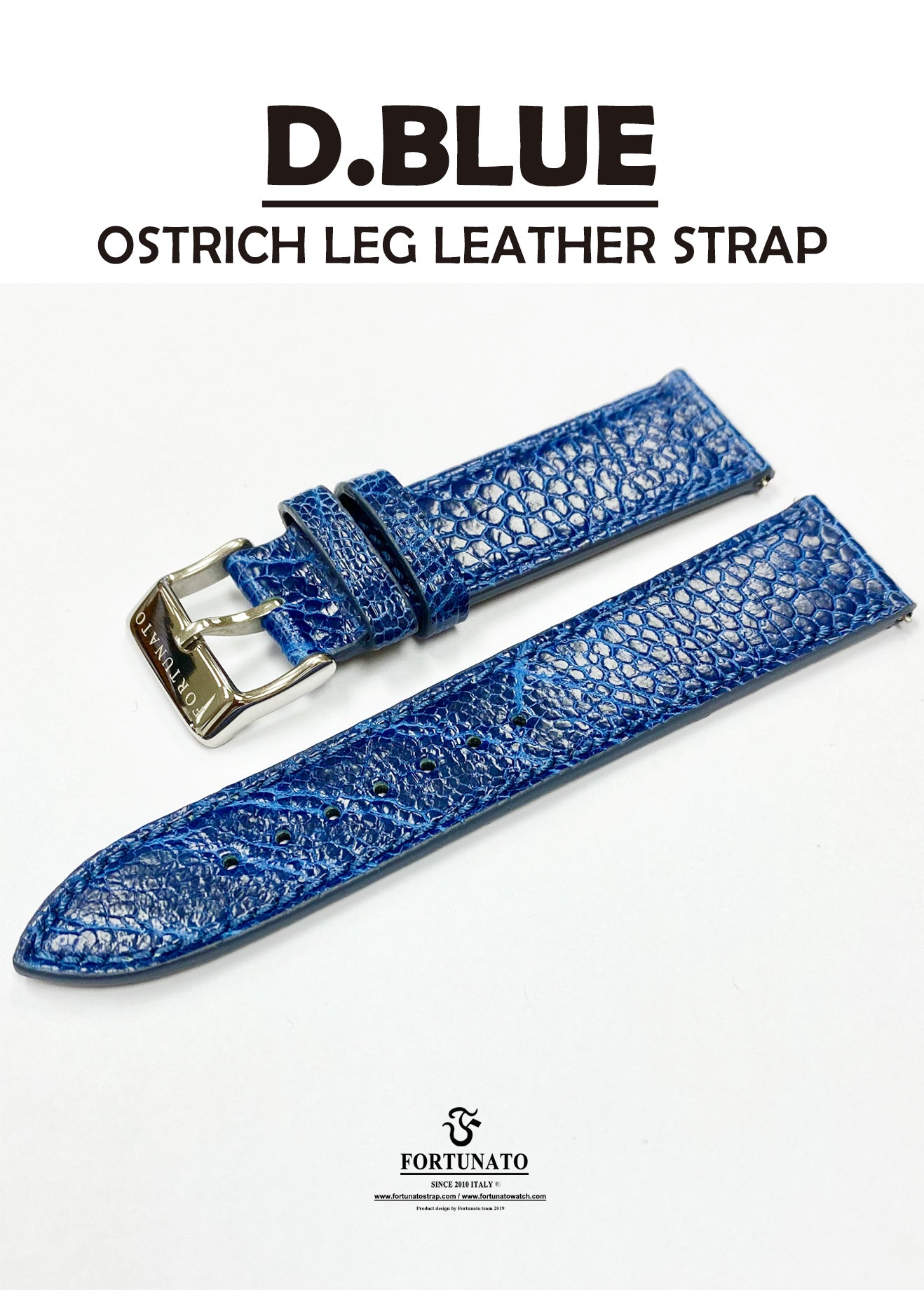 Ostrich leg leather blue brushed - Exotic Leathers Europe