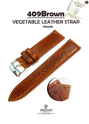 Italian vegetable leather strap "WAX Flat Padding 2.8mm style"